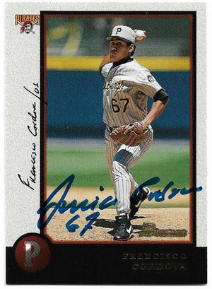 Francisco Cordova Signed 1998 Bowman Baseball Card - Pittsburgh Pirates - PastPros