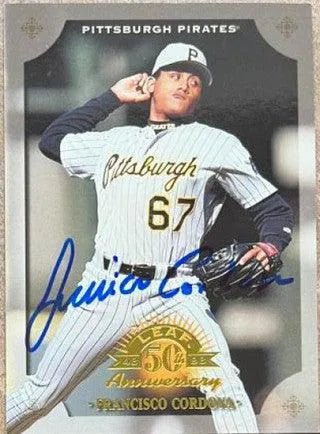 Francisco Cordova Signed 1998 Leaf Baseball Card - Pittsburgh Pirates