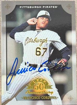 Francisco Cordova Signed 1998 Leaf Baseball Card - Pittsburgh Pirates - PastPros