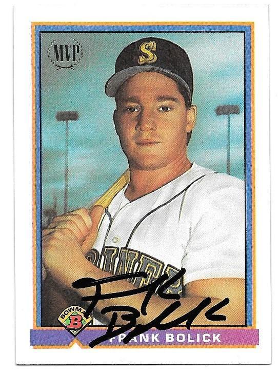 Frank Bolick Signed 1991 Bowman Baseball Card - Seattle Mariners - PastPros