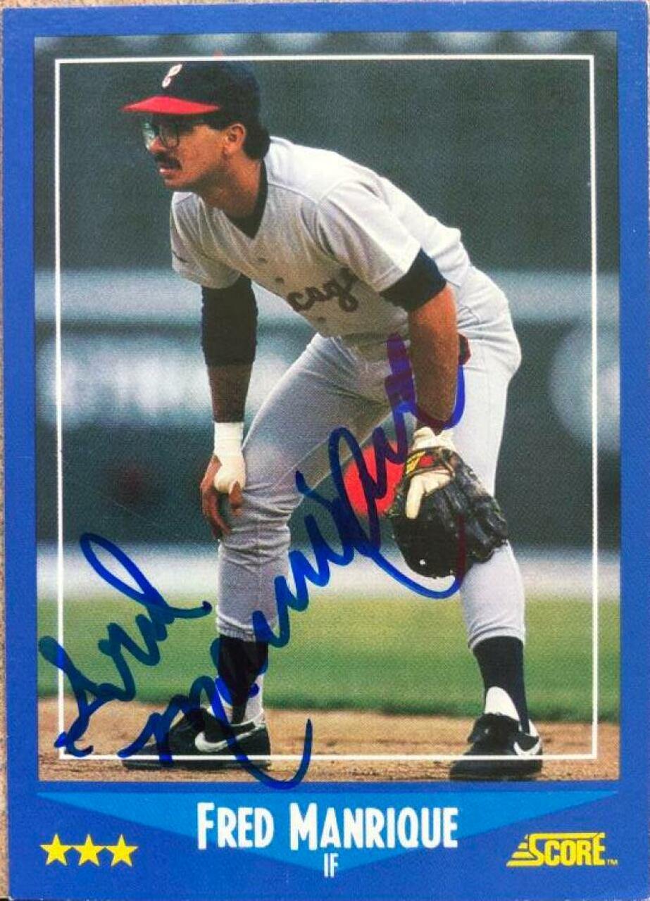 Fred Manrique Signed 1988 Score Baseball Card - Chicago White Sox - PastPros
