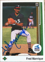 Fred Manrique Signed 1989 Upper Deck Baseball Card - Chicago White Sox (ERR - Ozzie Guillen on back)