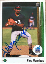Fred Manrique Signed 1989 Upper Deck Baseball Card - Chicago White Sox (ERR - Ozzie Guillen on back) - PastPros