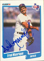 Fred Manrique Signed 1990 Fleer Baseball Card - Texas Rangers