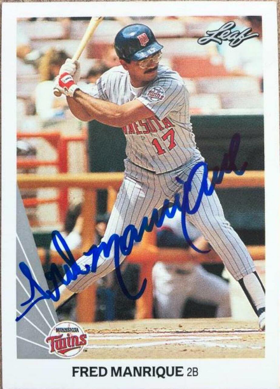 Fred Manrique Signed 1990 Leaf Baseball Card - Minnesota Twins - PastPros