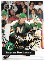 Gaetan Duchesne Signed 1991-92 Pro Set Hockey Card - Minnesota North Stars
