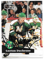 Gaetan Duchesne Signed 1991-92 Pro Set Hockey Card - Minnesota North Stars - PastPros