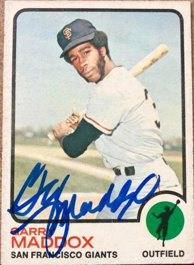 Garry Maddox Signed 1973 Topps Baseball Card - San Francisco Giants