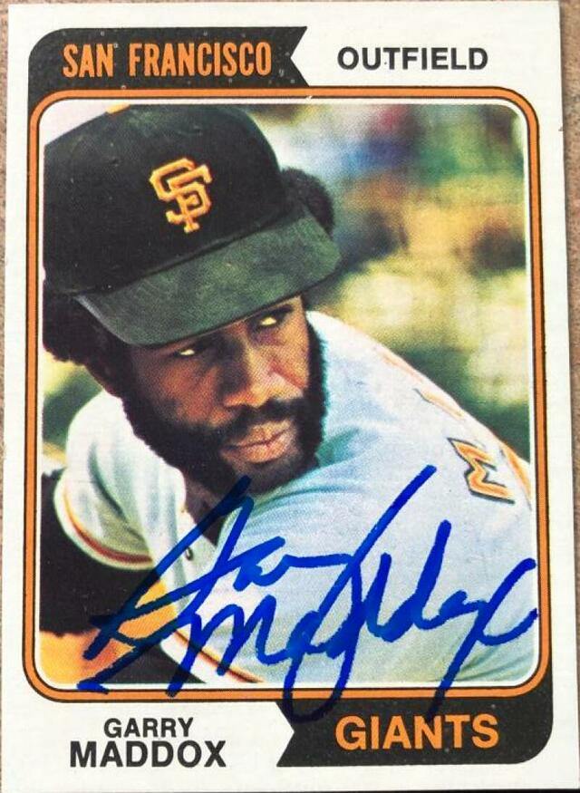 Garry Maddox Signed 1974 Topps Baseball Card - San Francisco Giants - PastPros