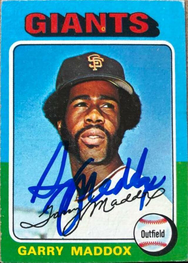 Garry Maddox Signed 1975 Topps Mini Baseball Card - San Francisco Giants - PastPros