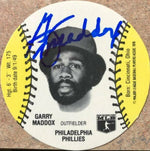 Garry Maddox Signed 1978 Wiffle Ball Discs Baseball Card - Philadelphia Phillies