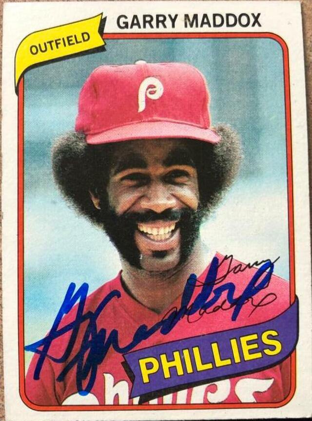Garry Maddox Signed 1980 Topps Burger King Baseball Card - Philadelphia Phillies - PastPros