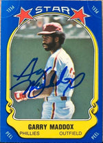 Garry Maddox Signed 1981 Fleer Star Stickers Baseball Card - Philadelphia Phillies - PastPros