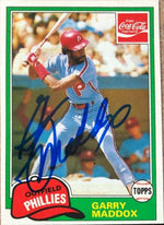 Garry Maddox Signed 1981 Topps Coca-Cola Baseball Card - Philadelphia Phillies - PastPros