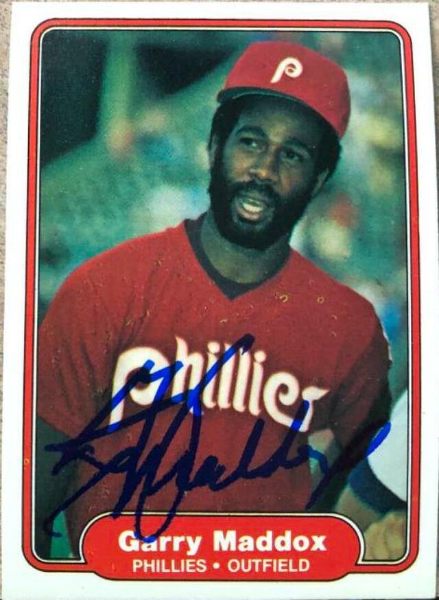 Garry Maddox Signed 1982 Fleer Baseball Card - Philadelphia Phillies - PastPros