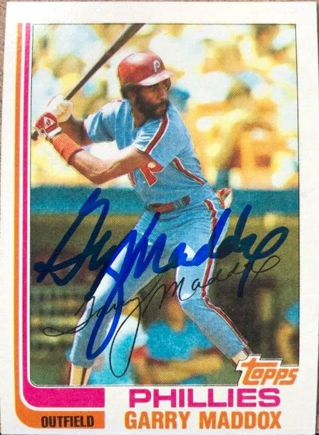 Garry Maddox Signed 1982 Topps Baseball Card - Philadelphia Phillies