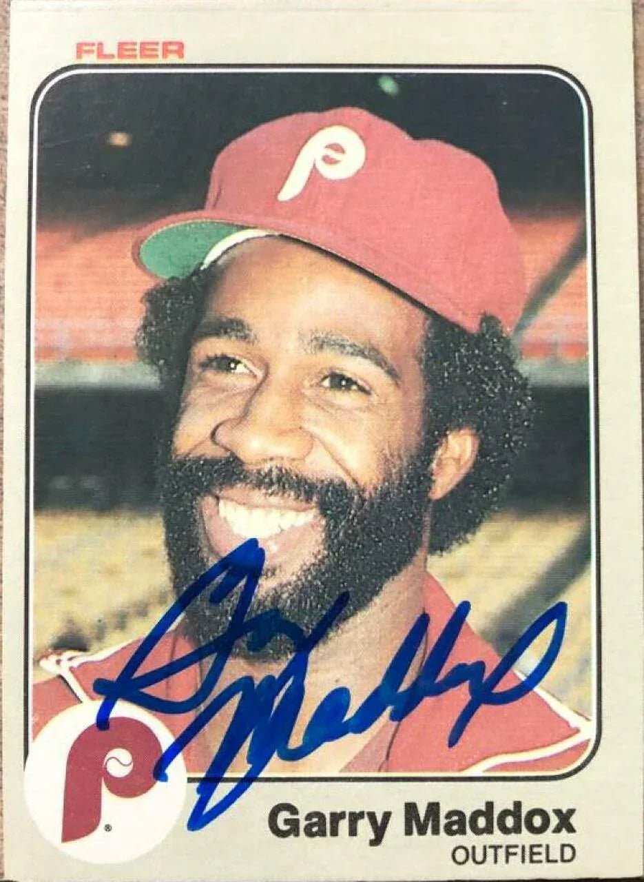 Garry Maddox Signed 1983 Fleer Baseball Card - Philadelphia Phillies