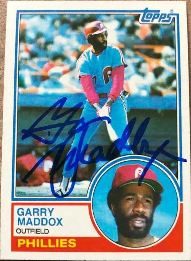Garry Maddox Signed 1983 Topps Baseball Card - Philadelphia Phillies