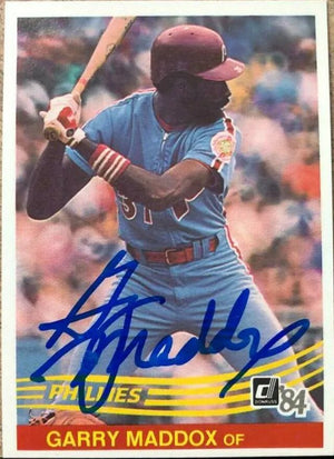 Garry Maddox Signed 1984 Donruss Baseball Card - Philadelphia Phillies