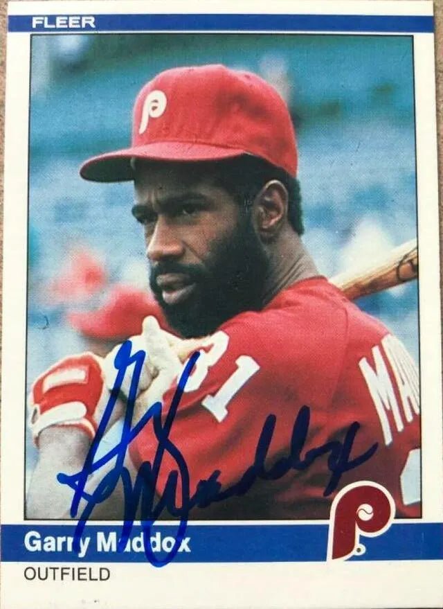 Garry Maddox Signed 1984 Fleer Baseball Card - Philadelphia Phillies