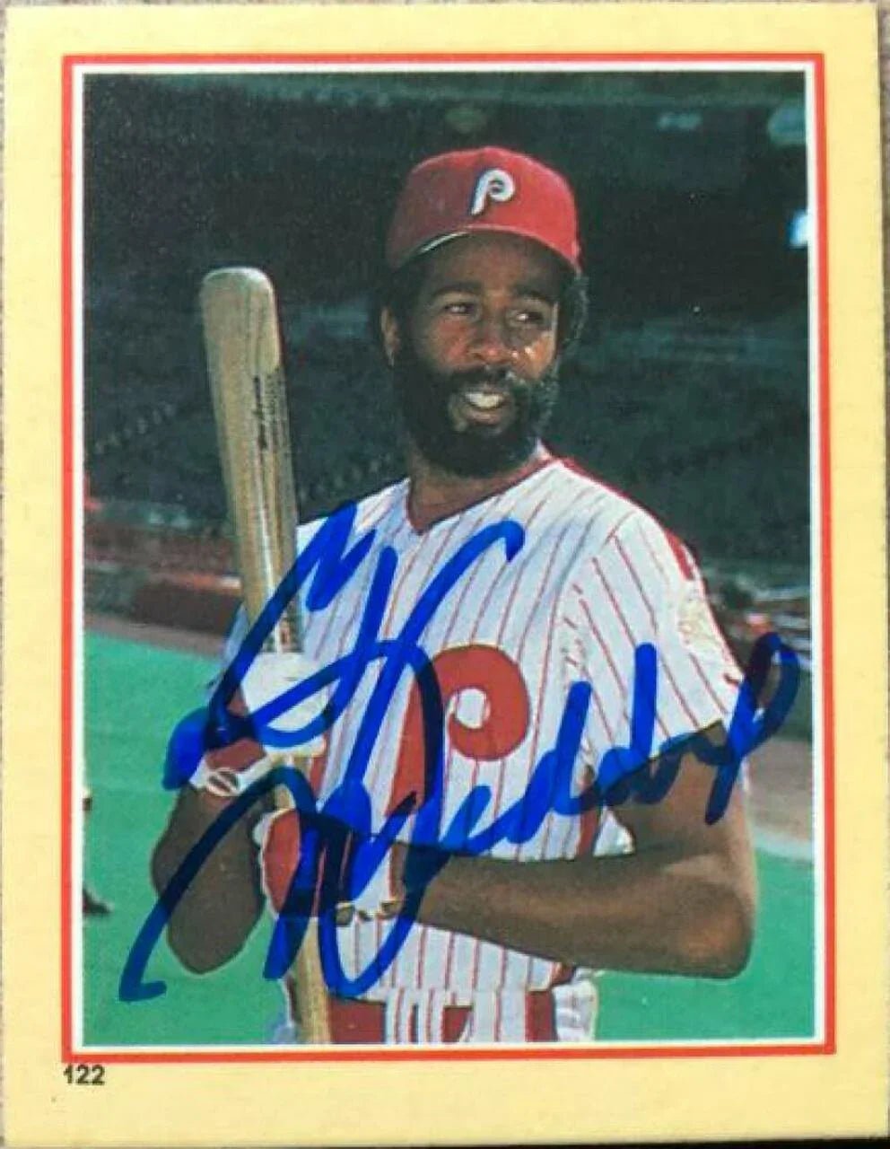 Garry Maddox Signed 1984 Fleer Star Stickers Baseball Card - Philadelphia Phillies