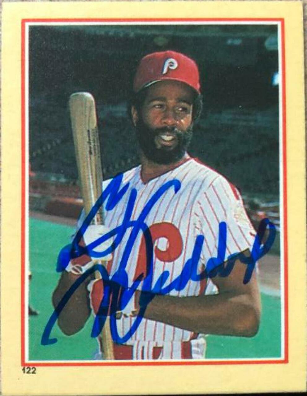 Garry Maddox Signed 1984 Fleer Star Stickers Baseball Card - Philadelphia Phillies - PastPros
