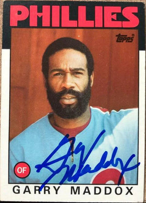 Garry Maddox Signed 1986 Topps Baseball Card - Philadelphia Phillies