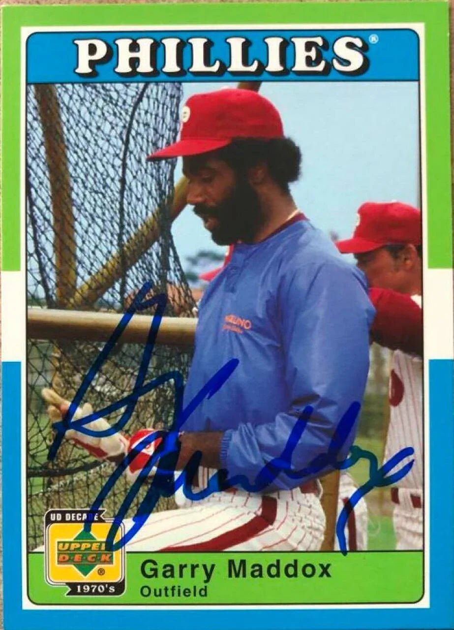 Garry Maddox Signed 2001 Upper Deck Decade 1970's Baseball Card - Philadelphia Phillies