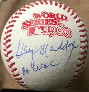 Garry Maddox Signed Rawlings Official 1980 World Series Baseball w/80 WS Insc.