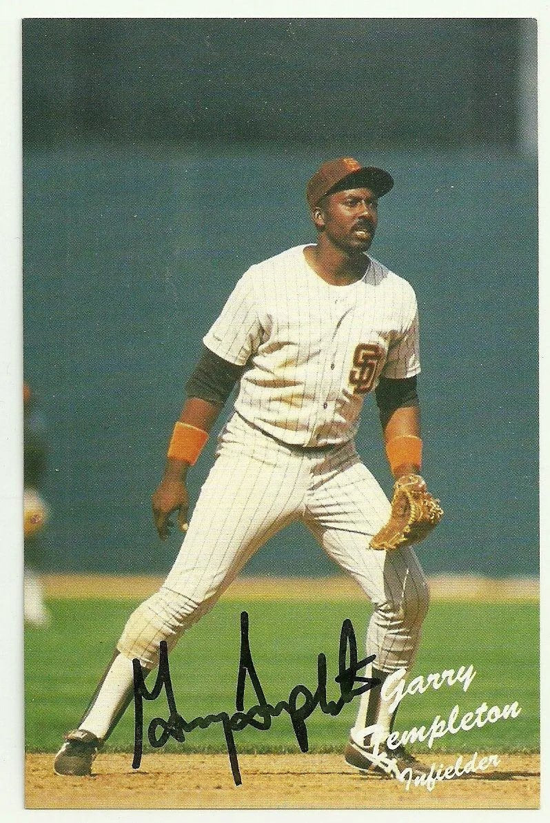 Garry Templeton Signed San Diego Padres Postcard - Team Issued