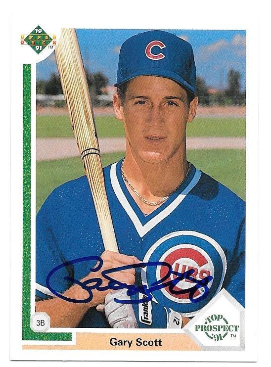 Gary Scott Signed 1991 Upper Deck Baseball Card - Chicago Cubs - PastPros