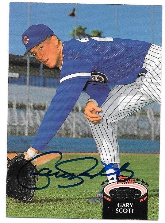 Gary Scott Signed 1992 Topps Stadium Club Baseball Card - Chicago Cubs - PastPros