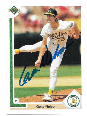 Gene Nelson Signed 1991 Upper Deck Baseball Card - Oakland A's