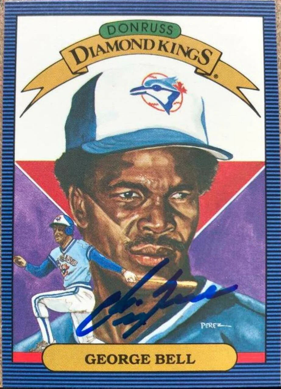 George Bell Signed 1986 Donruss Diamond Kings Baseball Card - Toronto Blue Jays