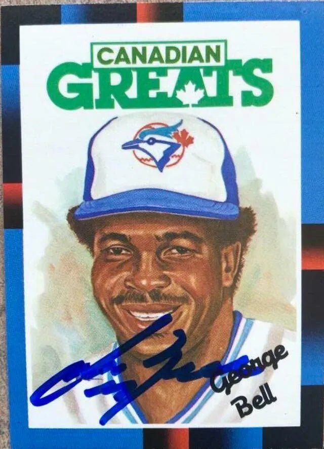 George Bell Signed 1988 Leaf Canadian Greats Baseball Card - Toronto Blue Jays