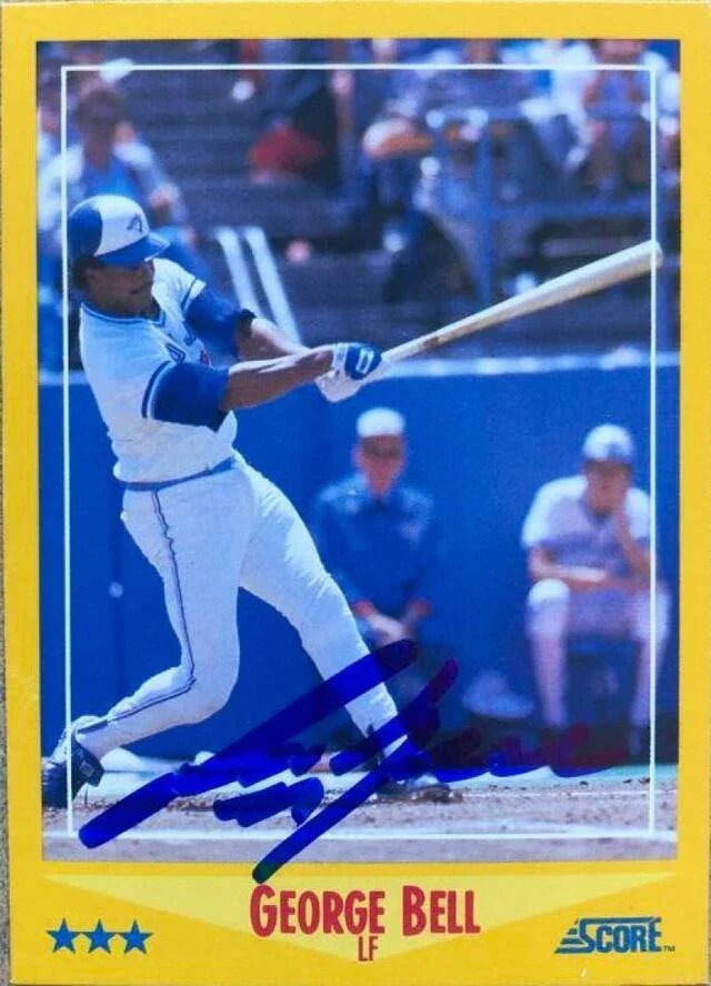 George Bell Signed 1988 Score Baseball Card - Toronto Blue Jays