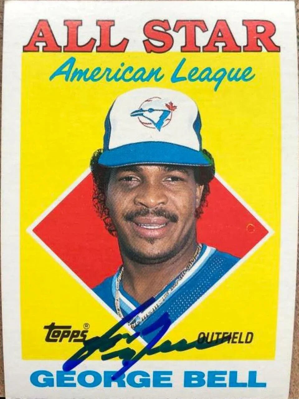George Bell Signed 1988 Topps A/S Baseball Card - Toronto Blue Jays
