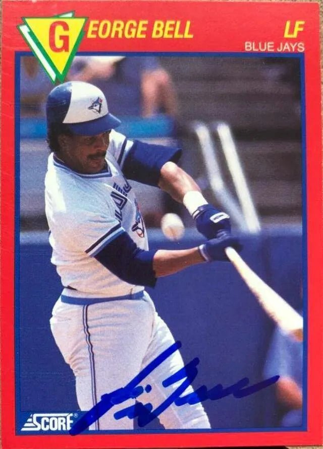 George Bell Signed 1989 Score Hottest 100 Players Baseball Card - Toronto Blue Jays