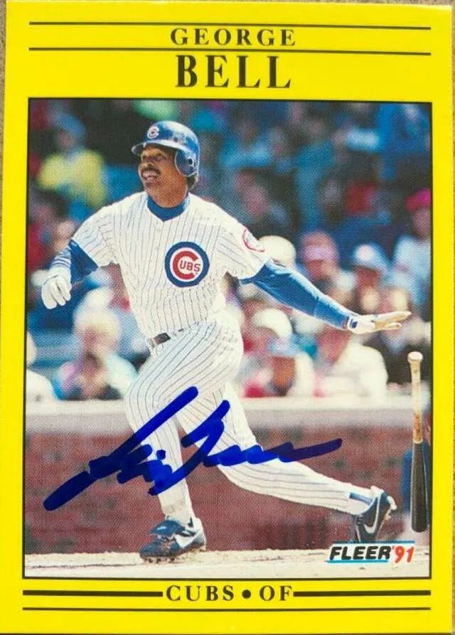 George Bell Signed 1991 Fleer Baseball Card - Chicago Cubs