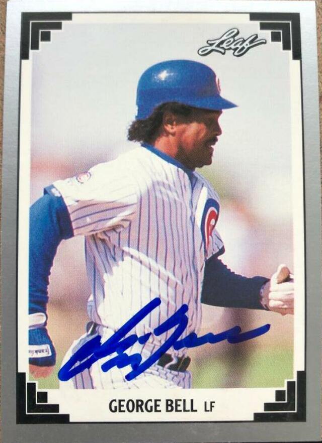 George Bell Signed 1991 Leaf Baseball Card - Chicago Cubs - PastPros