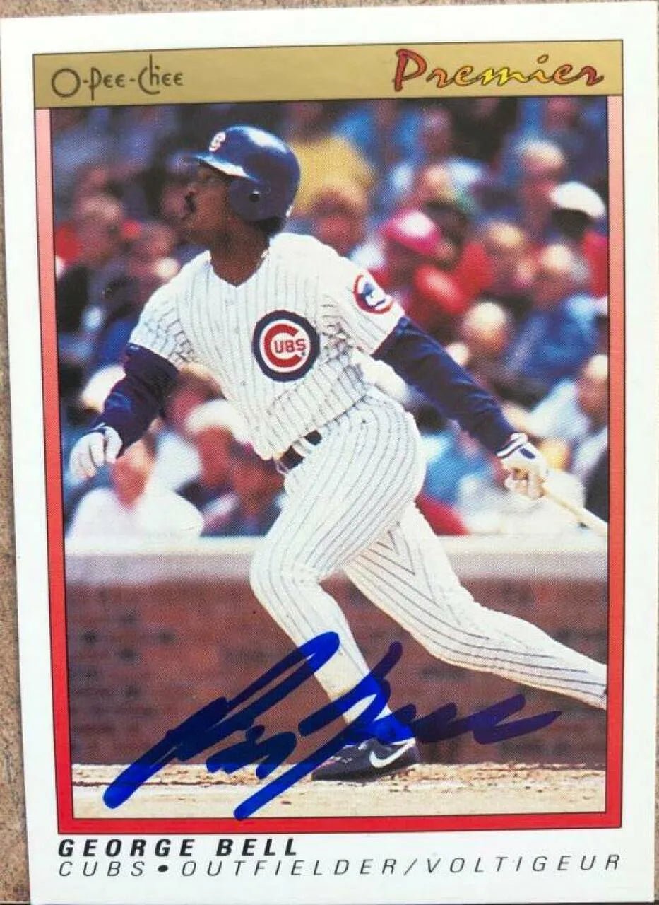 George Bell Signed 1991 O-Pee-Chee Premier Baseball Card - Chicago Cubs