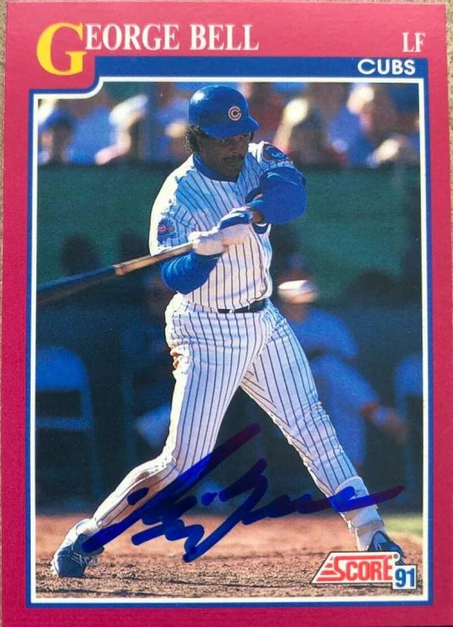 George Bell Signed 1991 Score Baseball Card - Chicago Cubs