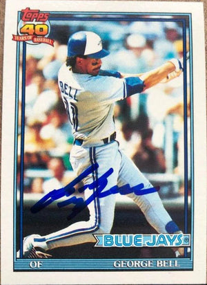 George Bell Signed 1991 Topps Baseball Card - Toronto Blue Jays