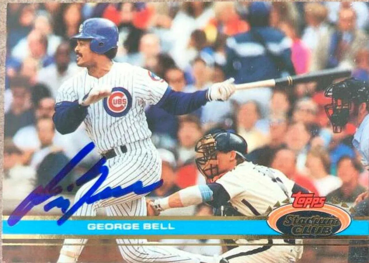 George Bell Signed 1991 Topps Stadium Club Baseball Card - Chicago Cubs