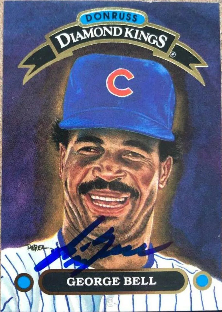 George Bell Signed 1992 Donruss Diamond Kings Baseball Card - Chicago Cubs