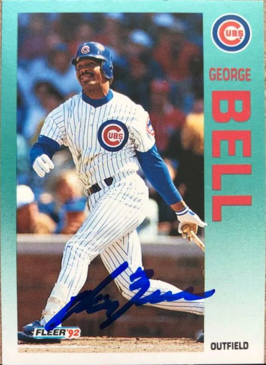 George Bell Signed 1992 Fleer Baseball Card - Chicago Cubs