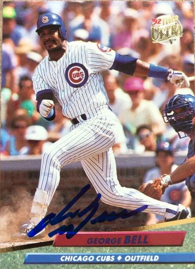 George Bell Signed 1992 Fleer Ultra Baseball Card - Chicago Cubs