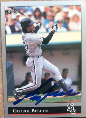 George Bell Signed 1992 Leaf Baseball Card - Chicago White Sox