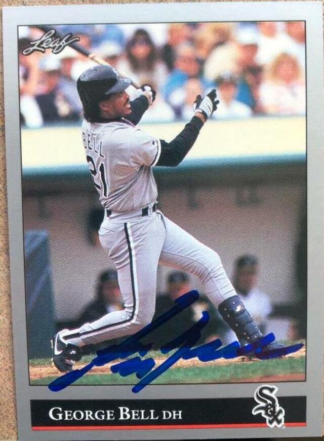 George Bell Signed 1992 Leaf Baseball Card - Chicago White Sox - PastPros