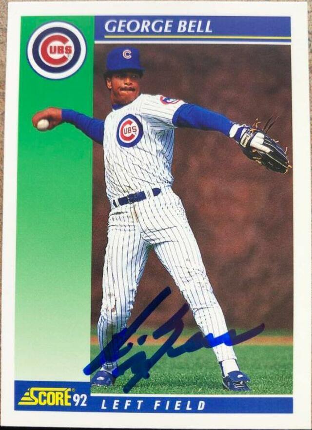 George Bell Signed 1992 Score Baseball Card - Chicago Cubs - PastPros
